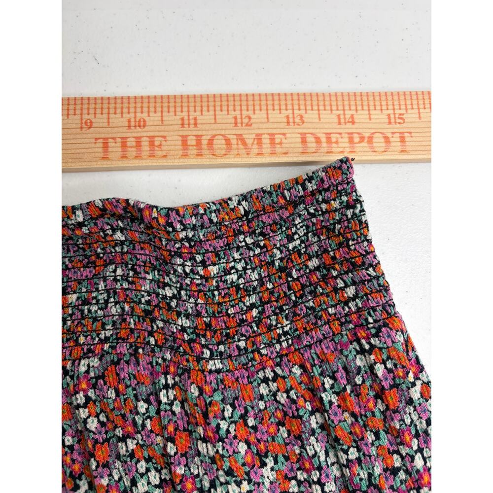 BILA Ditsy Floral Tiered Midi/Maxi Skirt Sz M Smocked Waist Crochet Trim Boho - Picture 7 of 8